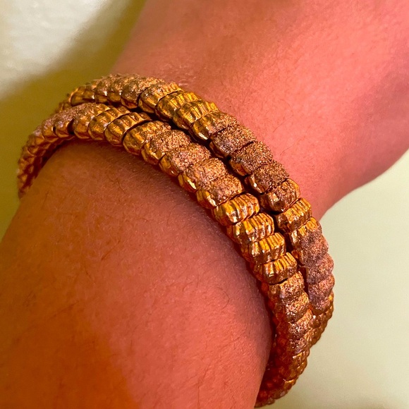 2 Piece Gold textured Bracelet set - Picture 6 of 6
